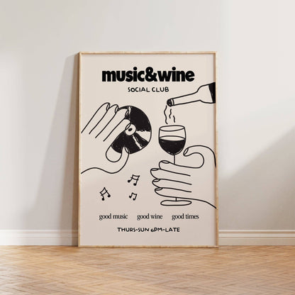 Music & Wine Social Club A3 Print