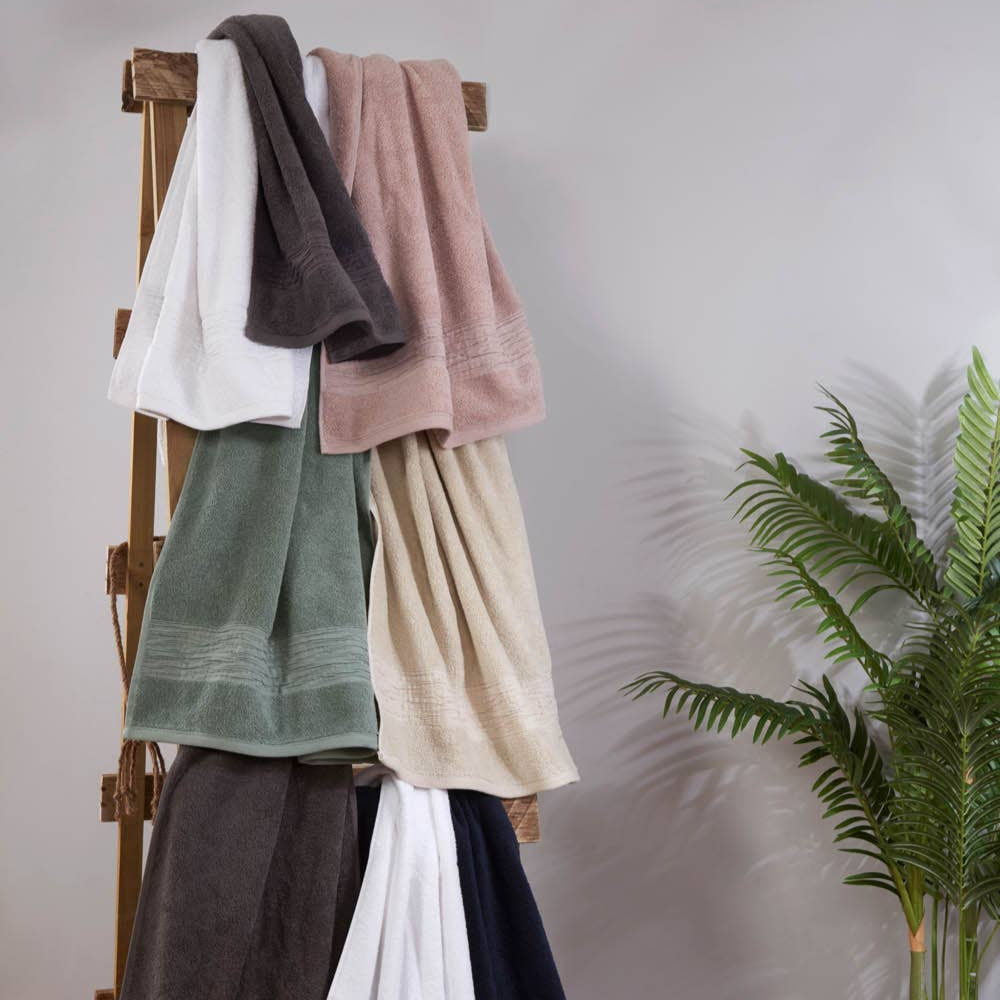 Lazy Linen 600gsm Turkish Cotton Towel With Linen Navy