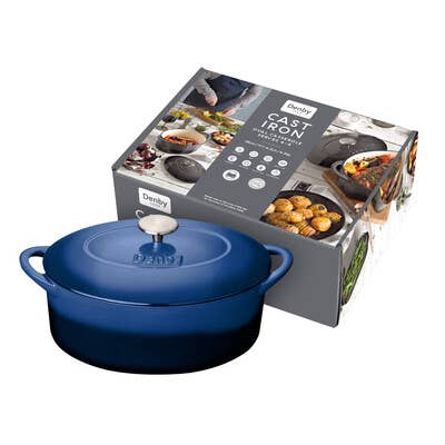Denby Cobalt Cast Iron 28cm Oval Casserole Dish