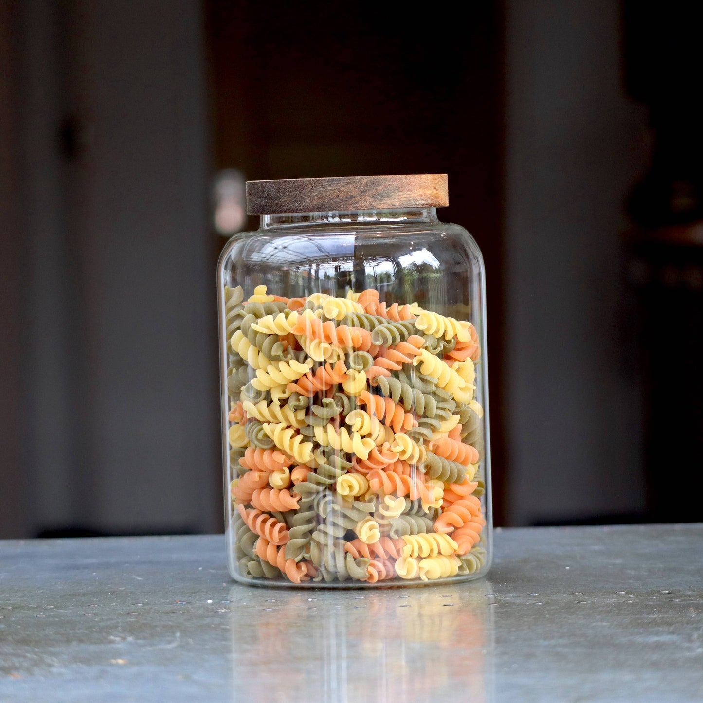 Glass Kitchen Pantry & Storage Jars with Acacia Lids