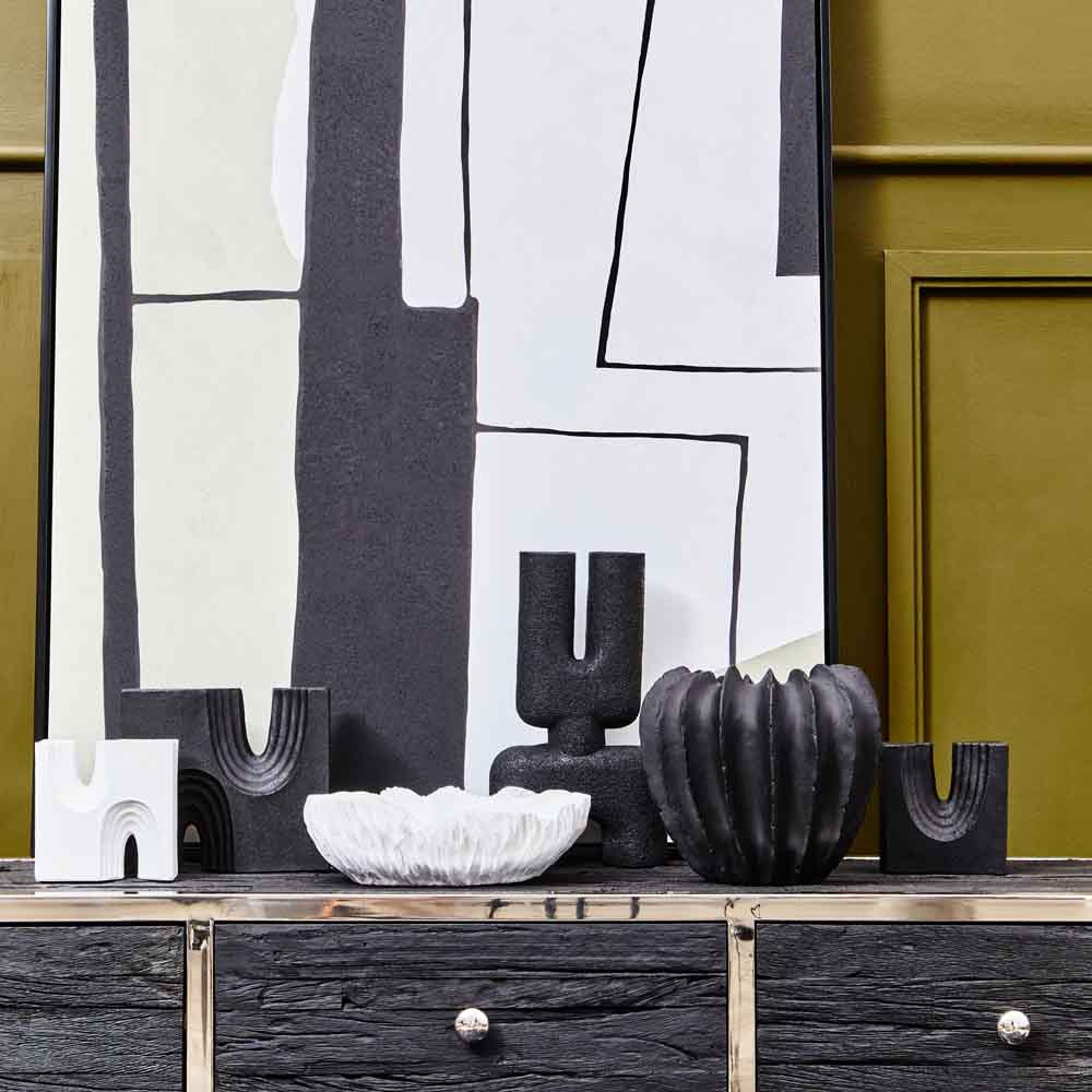 Set of 2 Black & White Book End Sculptures