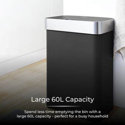 Tower 60L Compact Sensor Bin - Black