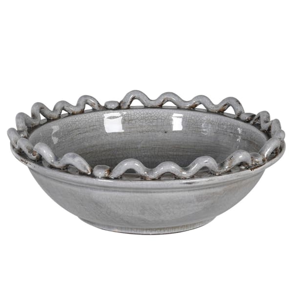 Grey Wave and Bobble Ceramic Bowl