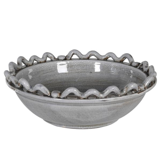 Grey Wave and Bobble Ceramic Bowl