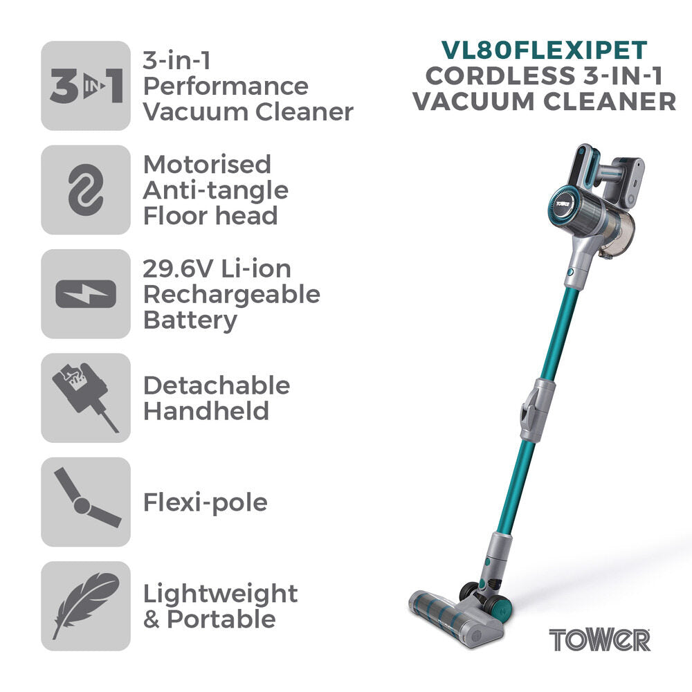 Tower Vl80 Flexi Cordless 3 In 1 Vacuum Cleaner