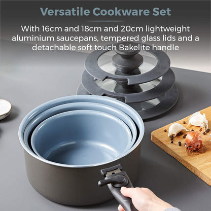 Tower Freedom Cookware Set With Detachable Handles - 7 Piece