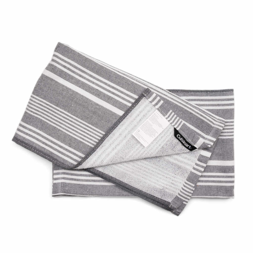 Cuisinart Fouta Tea Towel Grey Stripe 2 Pack