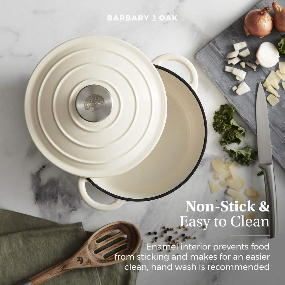 Barbary & Oak Foundry 20cm Cast Iron Casserole Pot - Cream