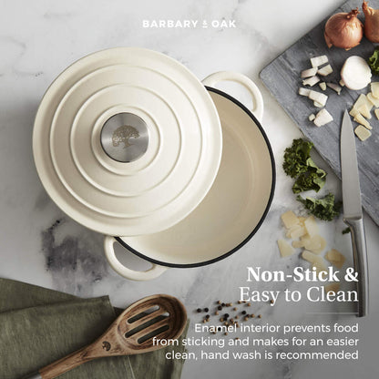 Barbary & Oak Foundry 20cm Cast Iron Casserole Pot - Cream