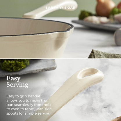 Barbary & Oak Foundry 26cm Cast Iron Frying Pan - Cream