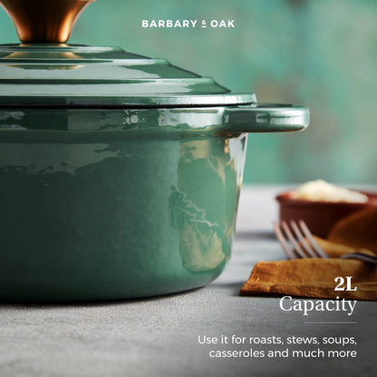 Barbary & Oak Foundry 20cm Cast Iron Casserole Pot - Green