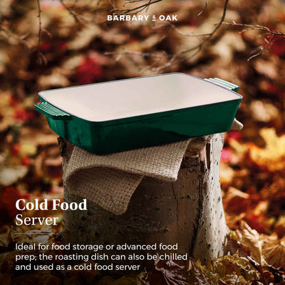 Barbary & Oak Foundry 39cm Cast Iron Roaster - Green