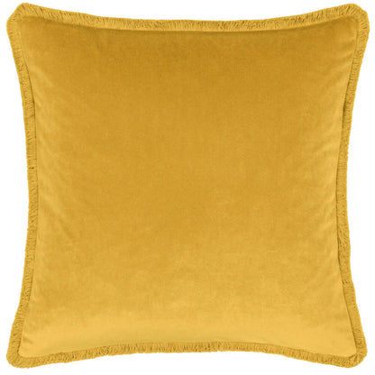 Freya Velvet Fringe Feather Filled Cushion - Ochre