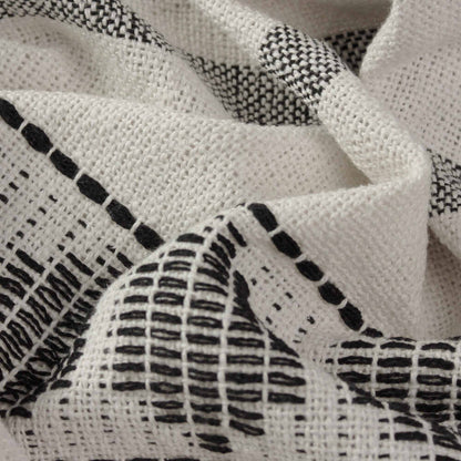 Pangea Throw Boho Design Contrasting Tassels - Black