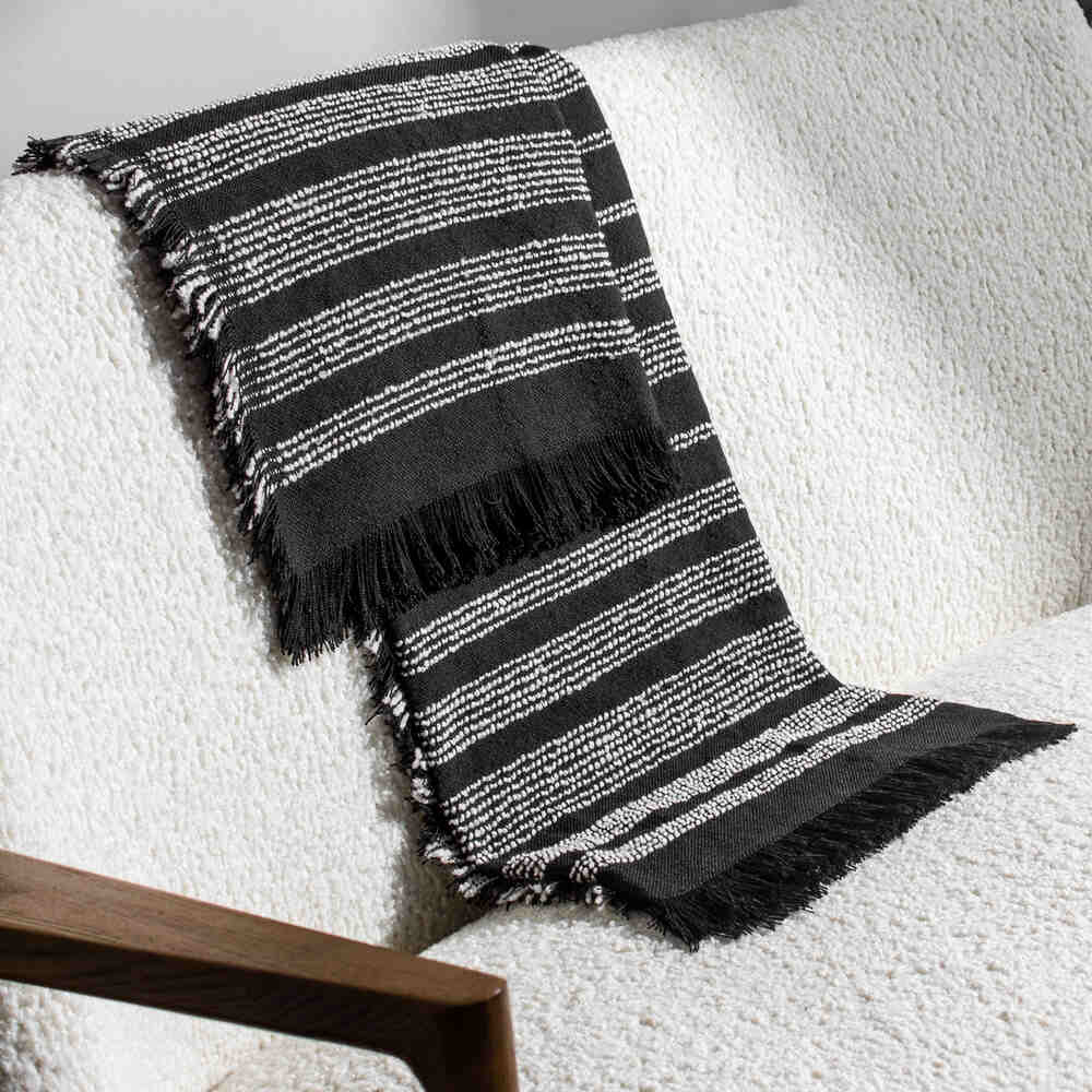 Jour Linear Woven Throw - Noir
