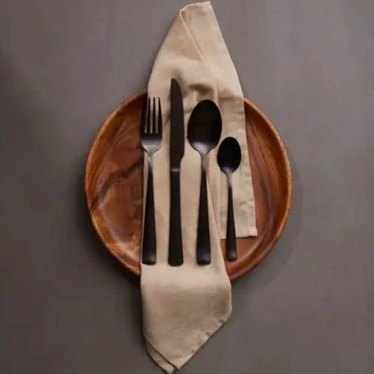 Cutlery Set Wide Matt Black Finish - 16 Piece