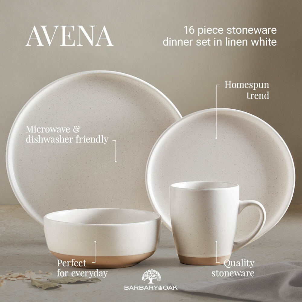 Barbary Oak Avena 16 Piece Dinnerware Set - Natural