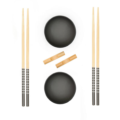 Black Ceramic Sushi Set - 6 Piece