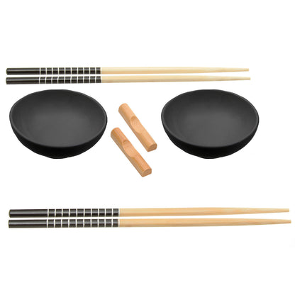 Black Ceramic Sushi Set - 6 Piece