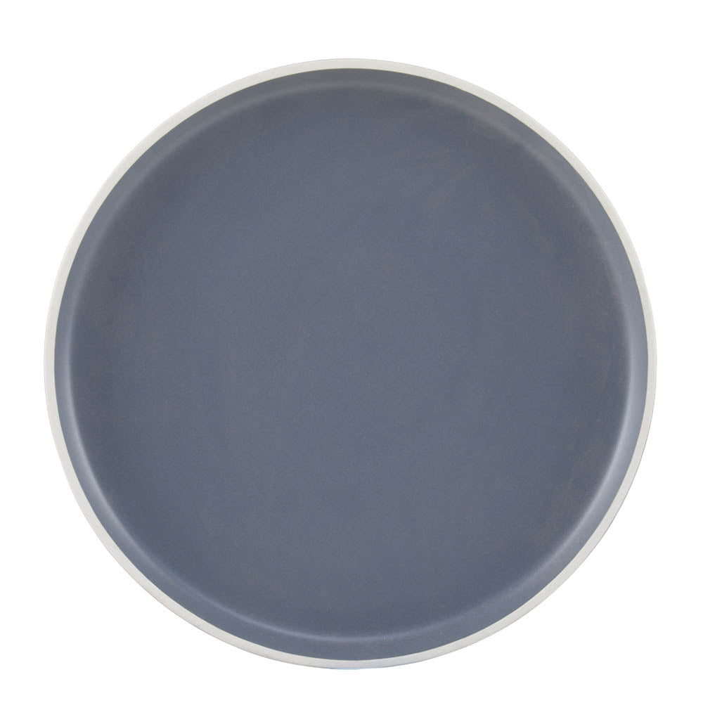 Stoneware Dinner Set Grey with White Rim - 12 Piece