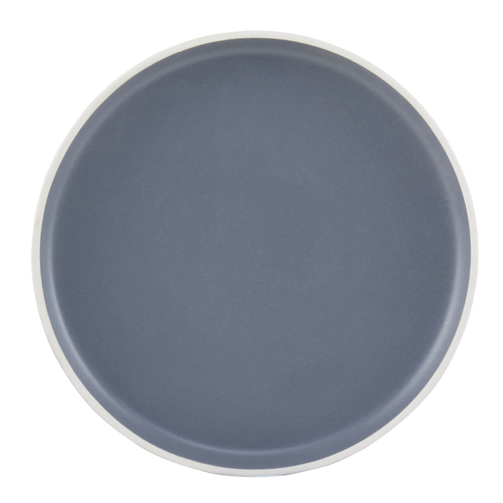 Stoneware Dinner Set Grey with White Rim - 12 Piece