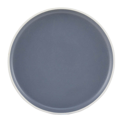 Stoneware Dinner Set Grey with White Rim - 12 Piece