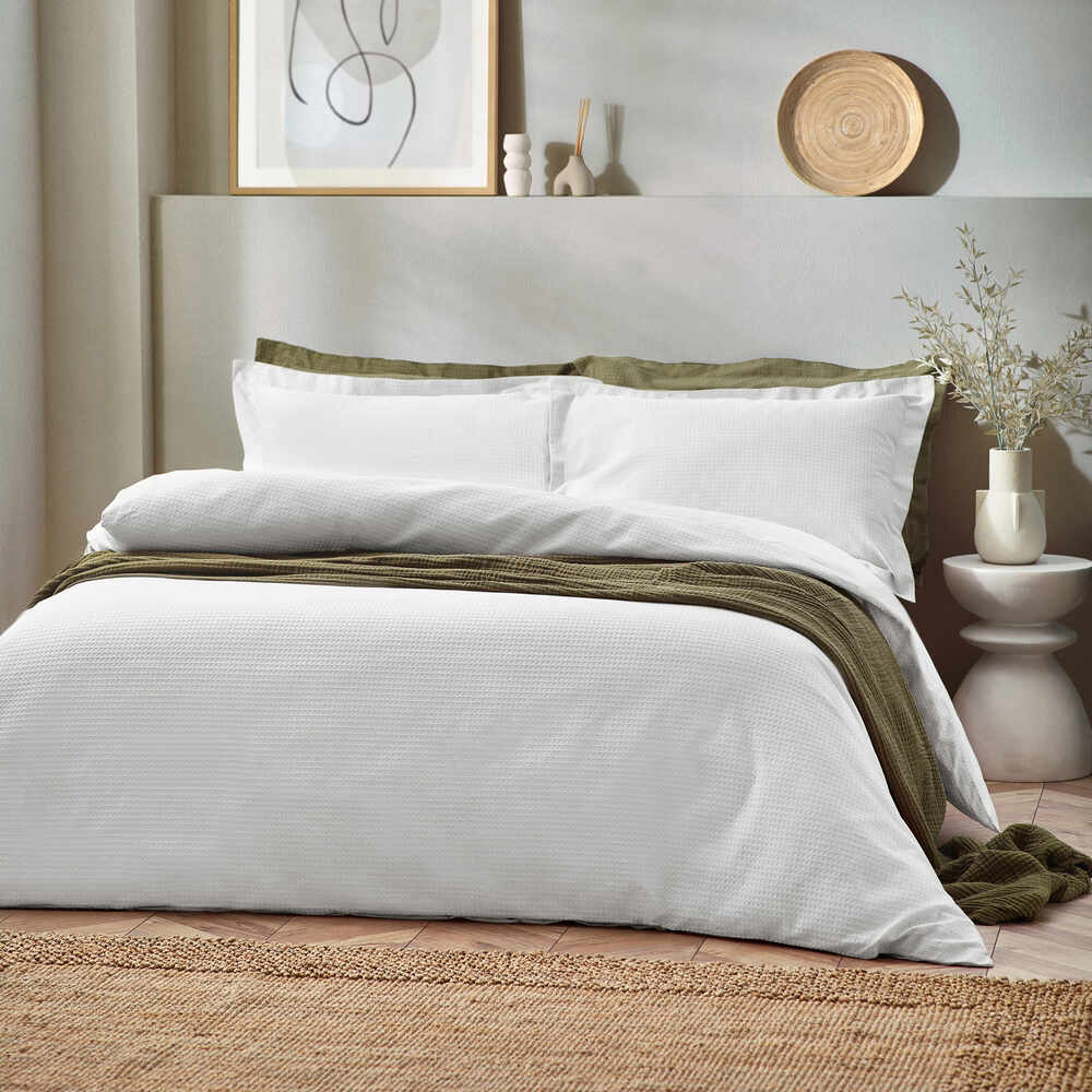 Waffle Duvet Cover Set - White