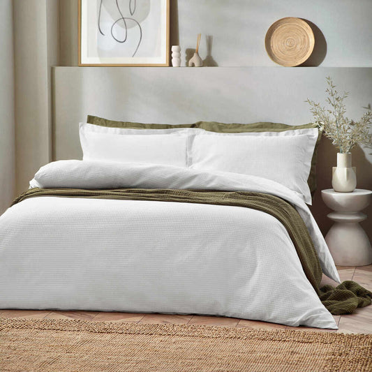 Waffle Duvet Cover Set - White