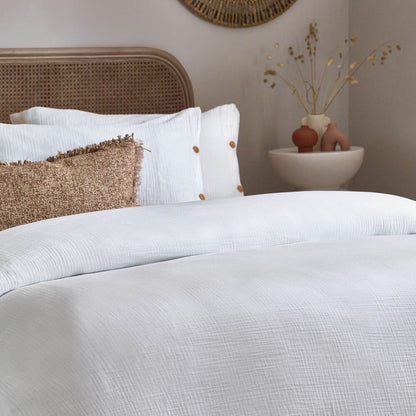 Soft Crepe Lark Duvet Cover Set - White