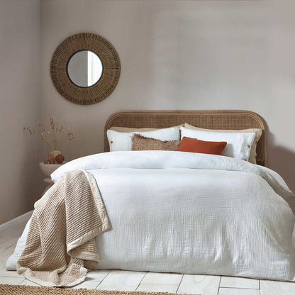 Soft Crepe Lark Duvet Cover Set - White