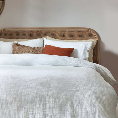 Soft Crepe Lark Duvet Cover Set - White