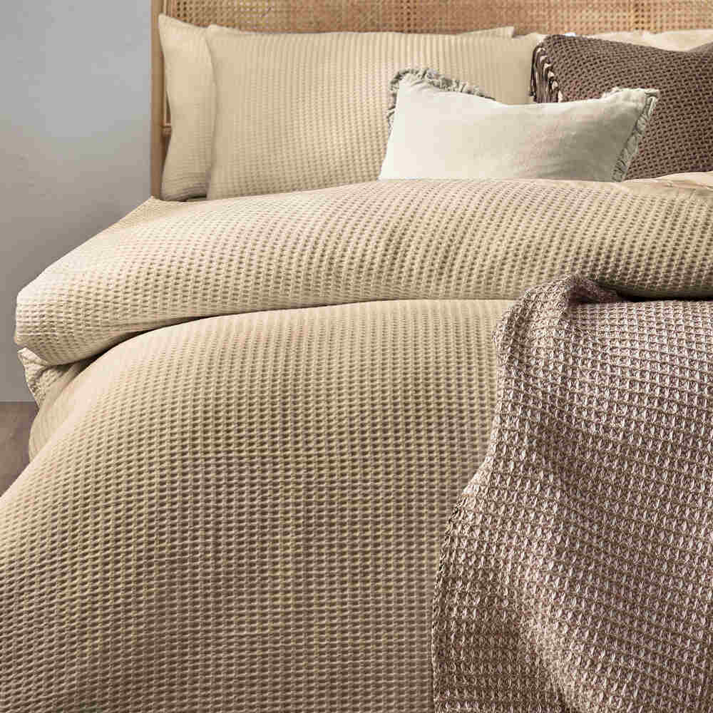 Chunky Waffle Duvet Cover Set - Stone