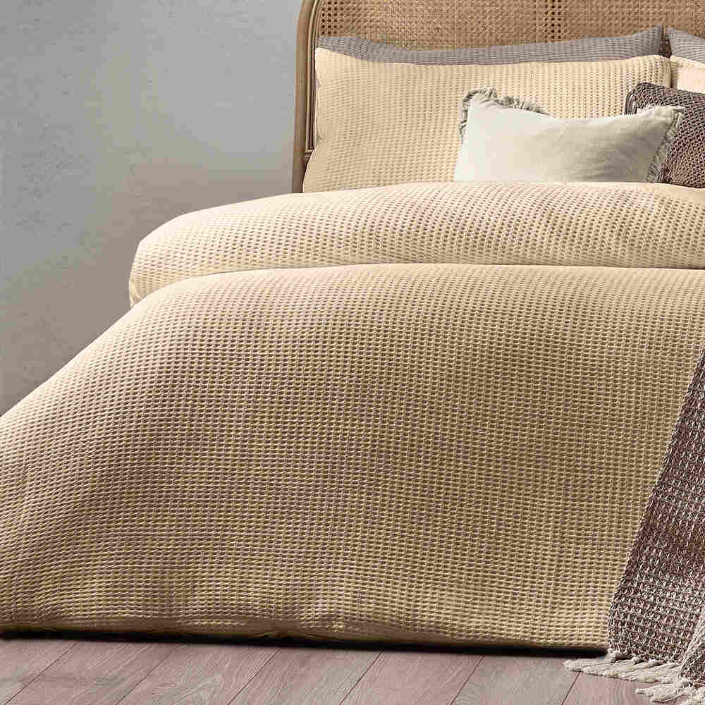 Chunky Waffle Duvet Cover Set - Stone