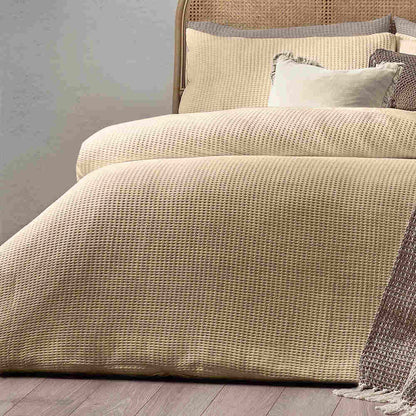 Chunky Waffle Duvet Cover Set - Stone