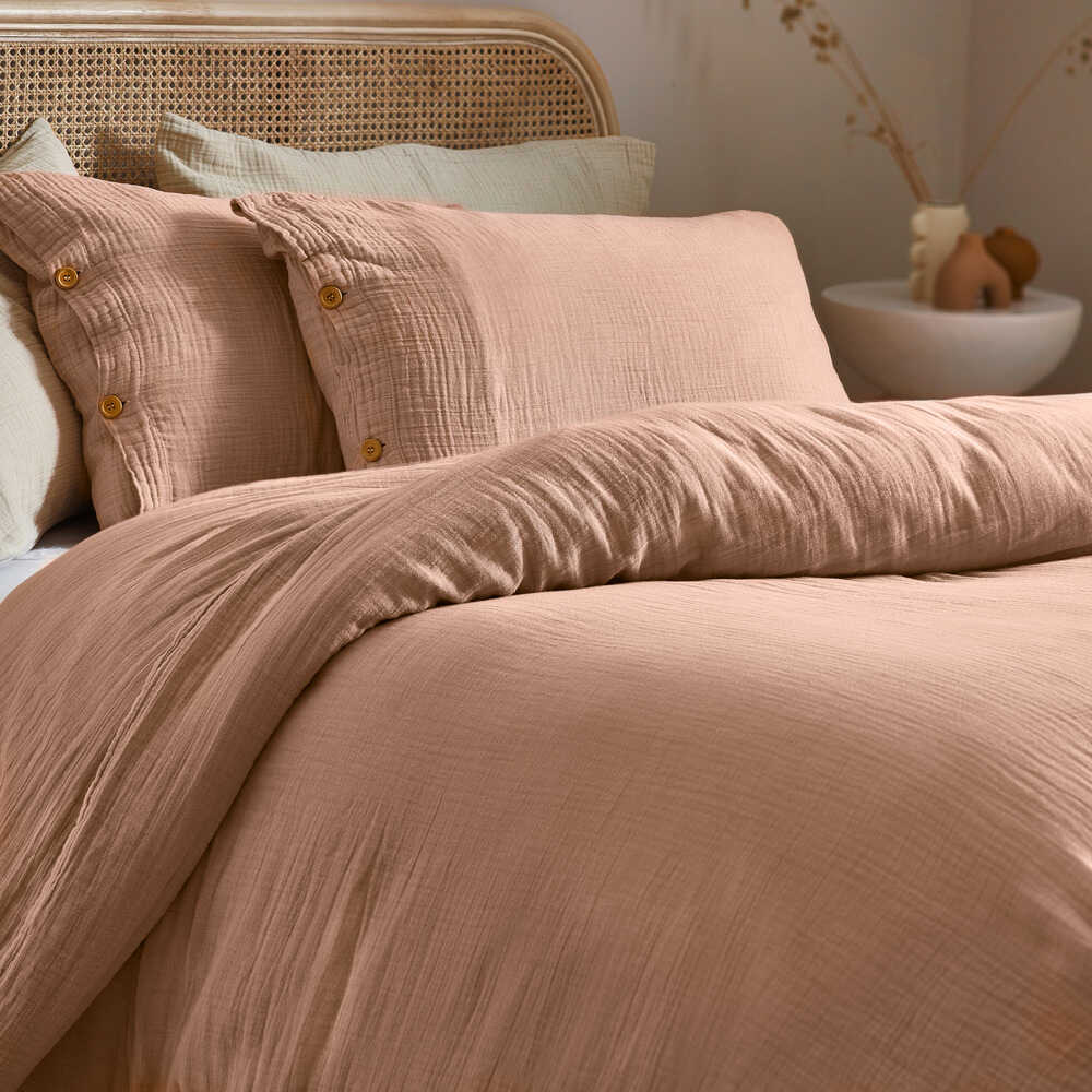 Soft Crepe Lark Duvet Cover Set - Blush
