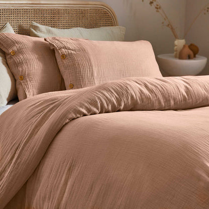 Soft Crepe Lark Duvet Cover Set - Blush