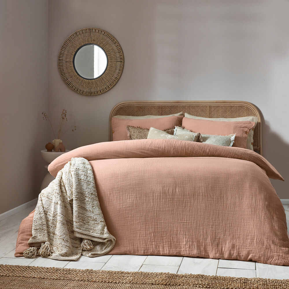 Soft Crepe Lark Duvet Cover Set - Blush