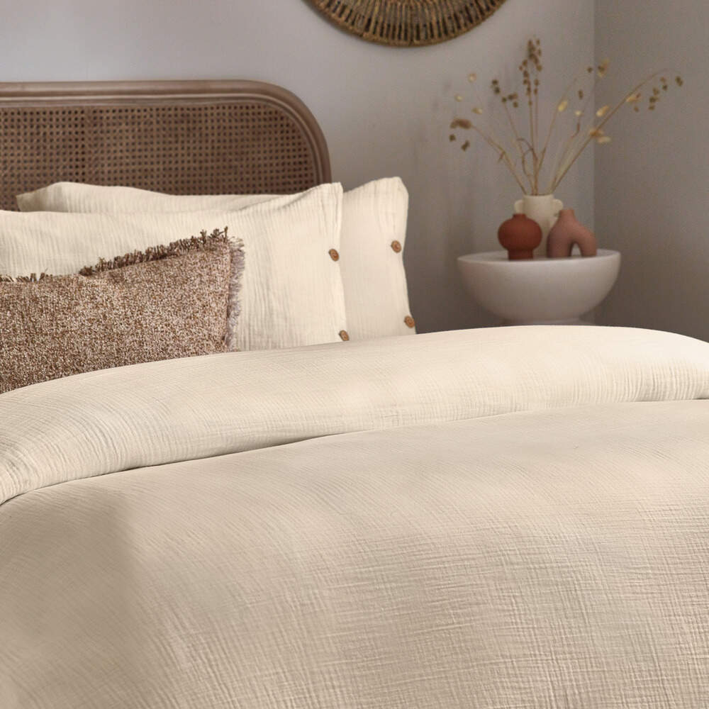 Soft Crepe Lark Duvet Cover Set - Linen