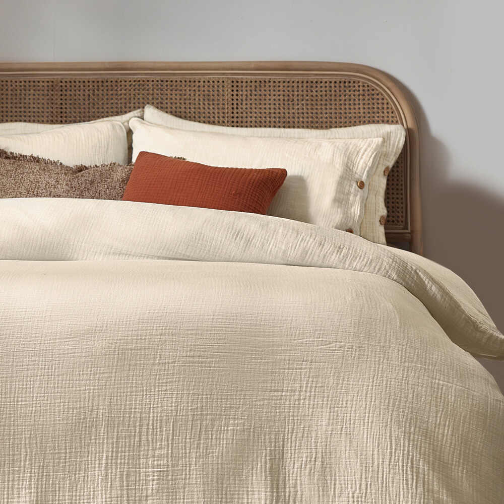 Soft Crepe Lark Duvet Cover Set - Linen