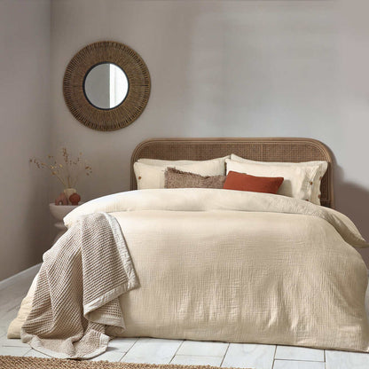 Soft Crepe Lark Duvet Cover Set - Linen