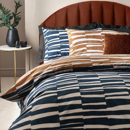 Hoem Piper Abstract Cotton Reversible Duvet Set Dusk King