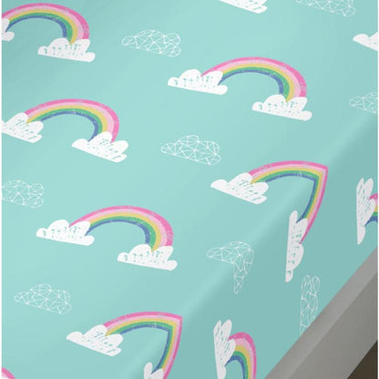 Rainbow Unicorn Multi Colour  Fitted Sheet - Single