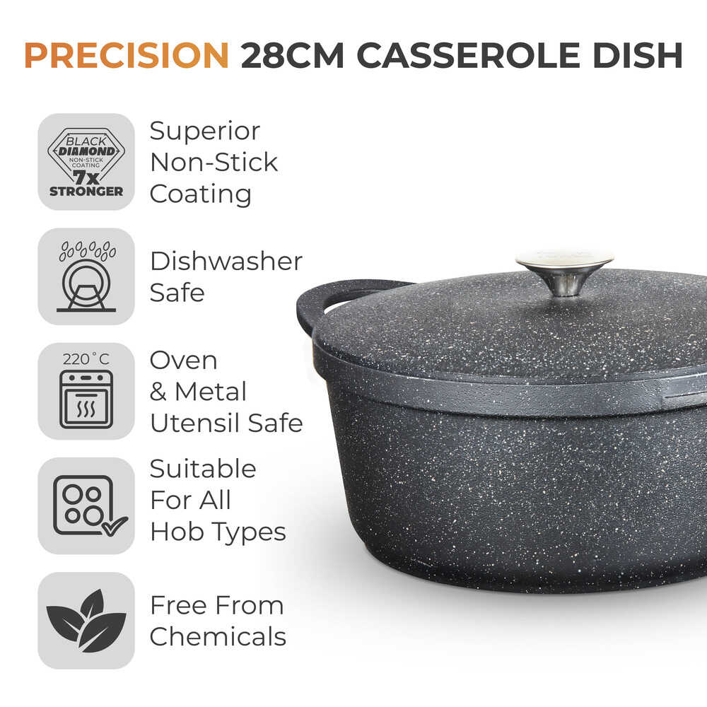 Tower Precision Cast Aluminium 28cm Casserole Pot