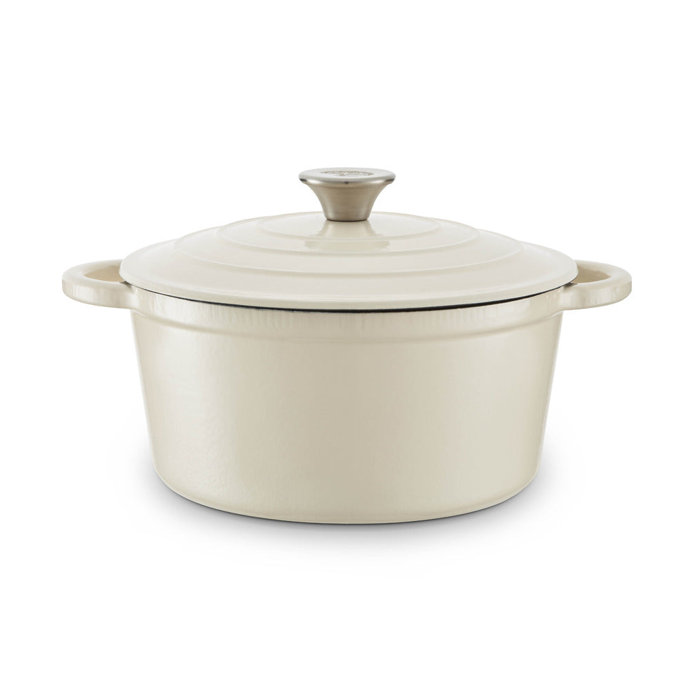 Barbary Oak Foundry 24cm Cast Iron Casserole Pot - Cream