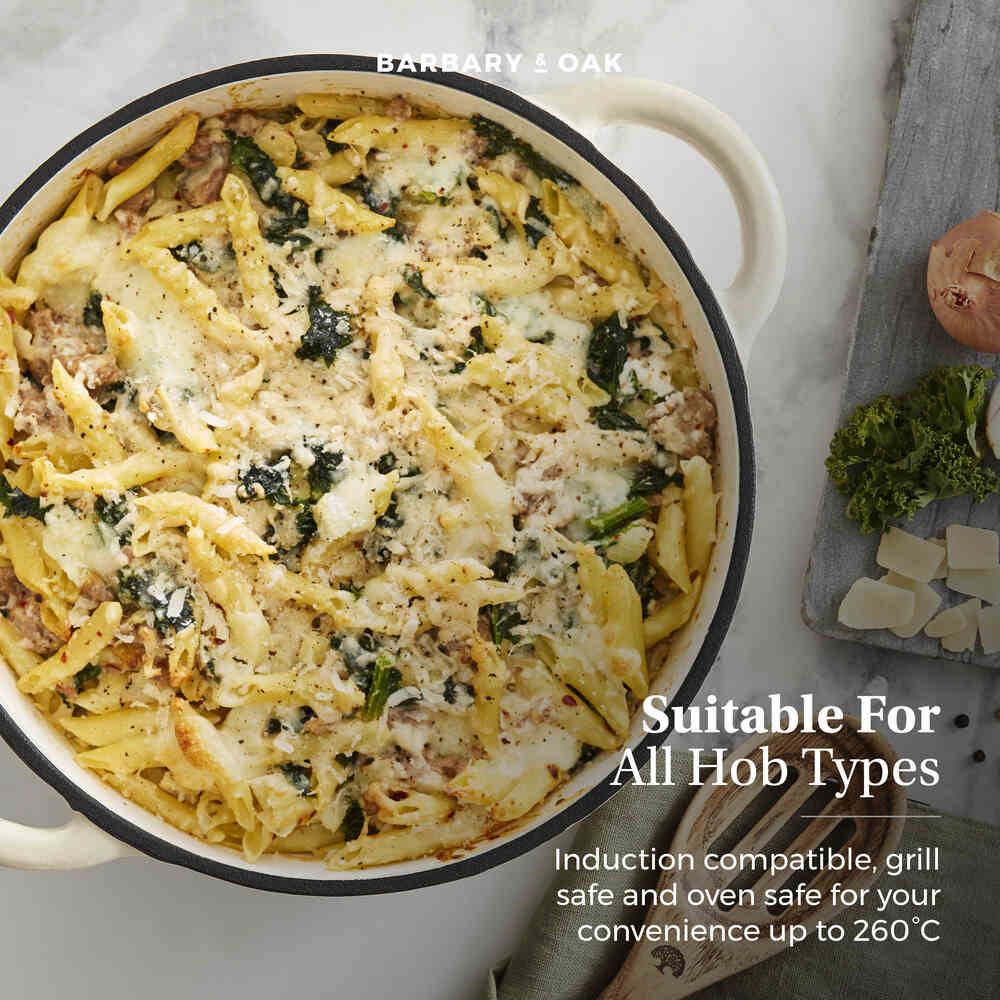 Barbary Oak Foundry 24cm Cast Iron Casserole Pot - Cream