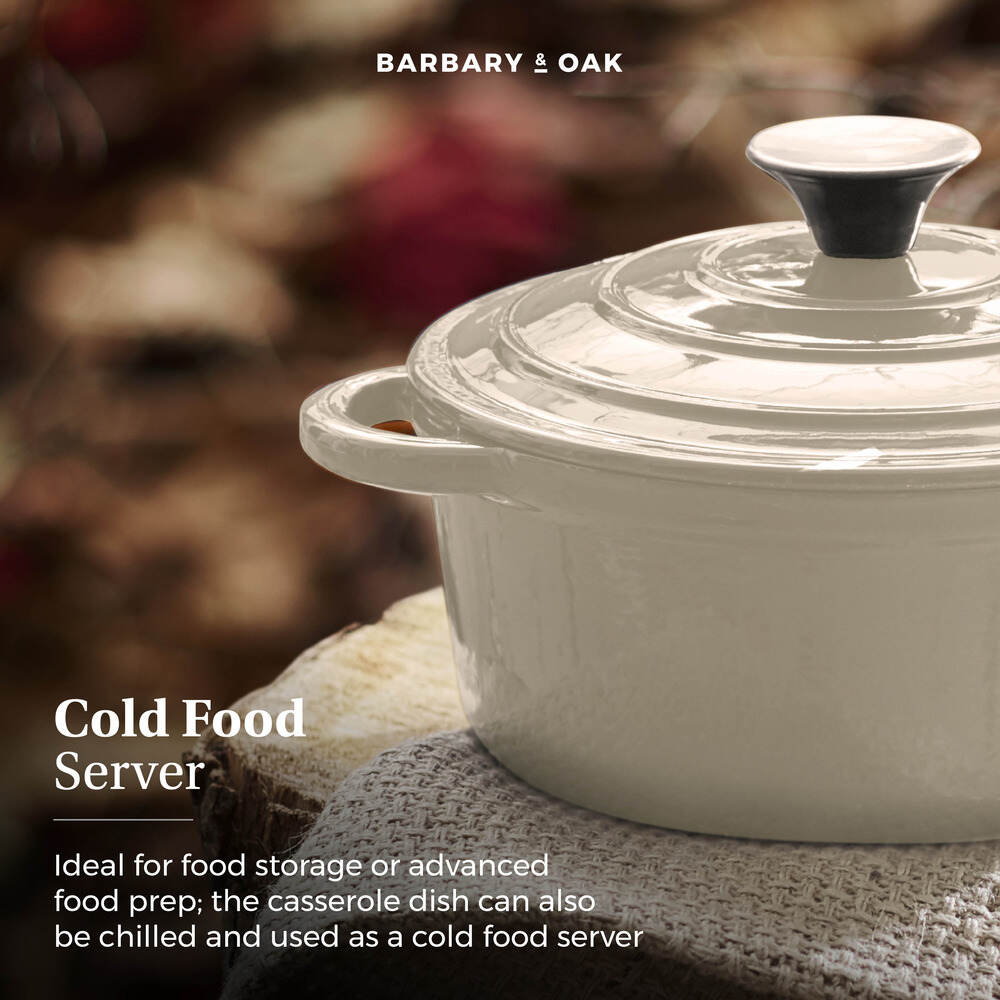 Barbary Oak Foundry 24cm Cast Iron Casserole Pot - Cream