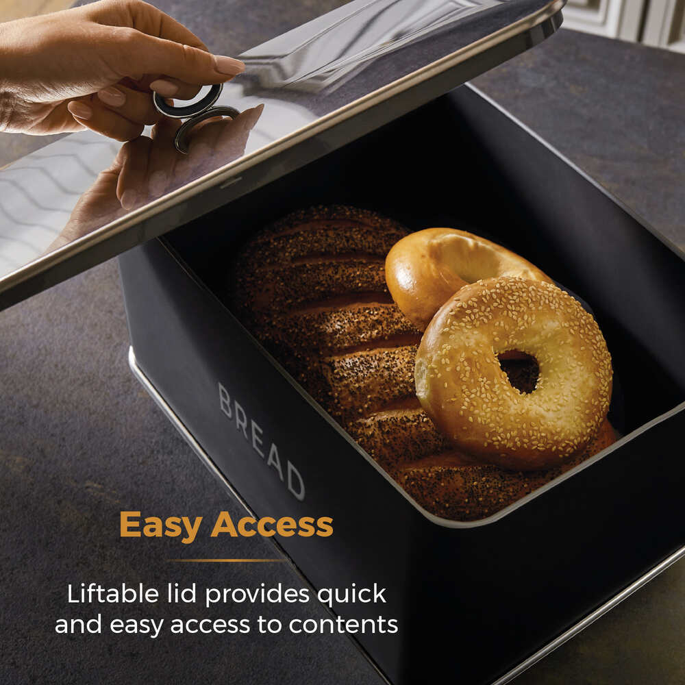 Tower Renaissance Retro Bread Bin - Black