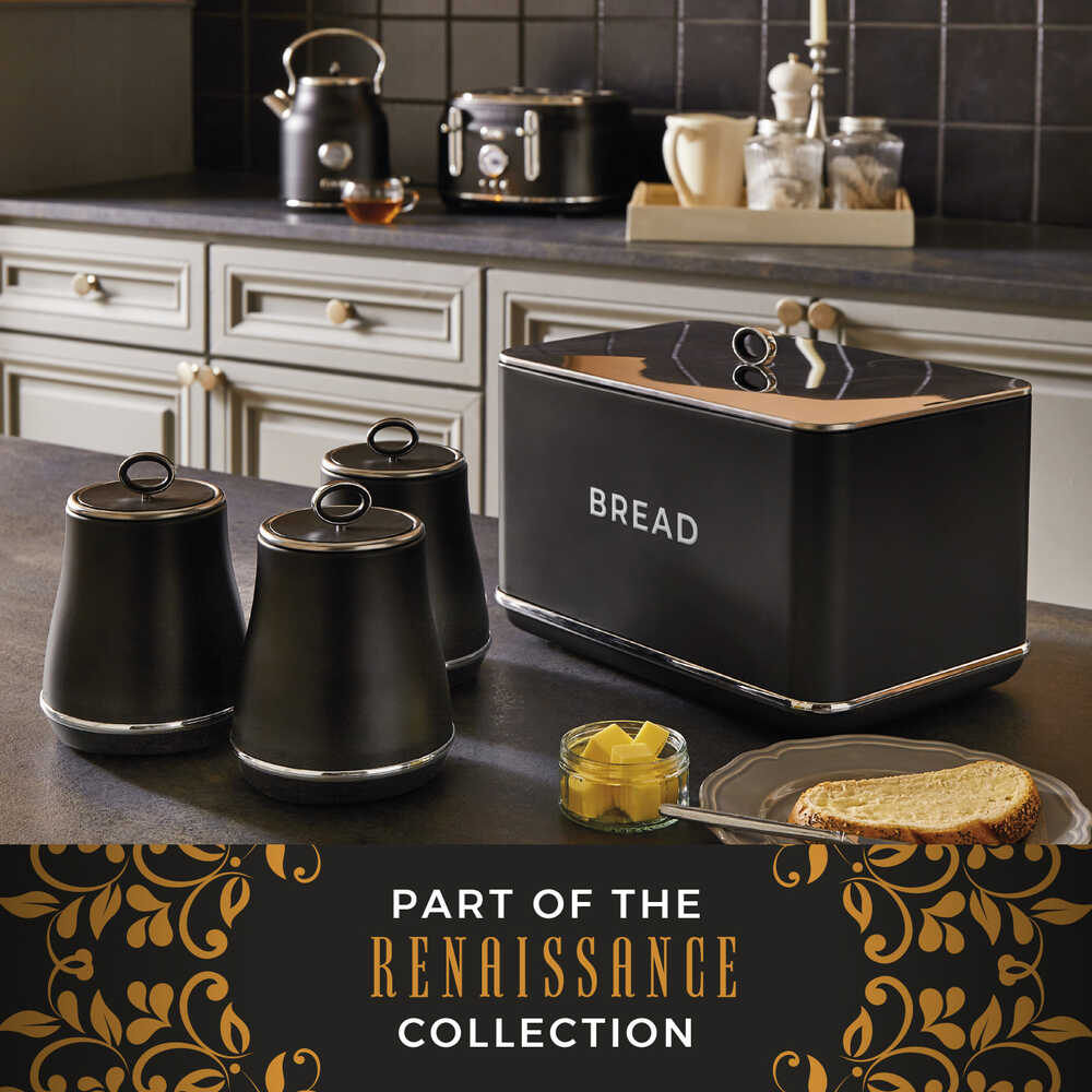 Tower Renaissance Retro Bread Bin - Black