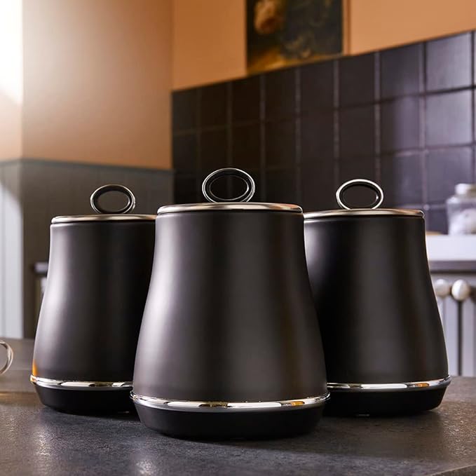 Tower Renaissance Retro 3 Piece Canister Set - Black