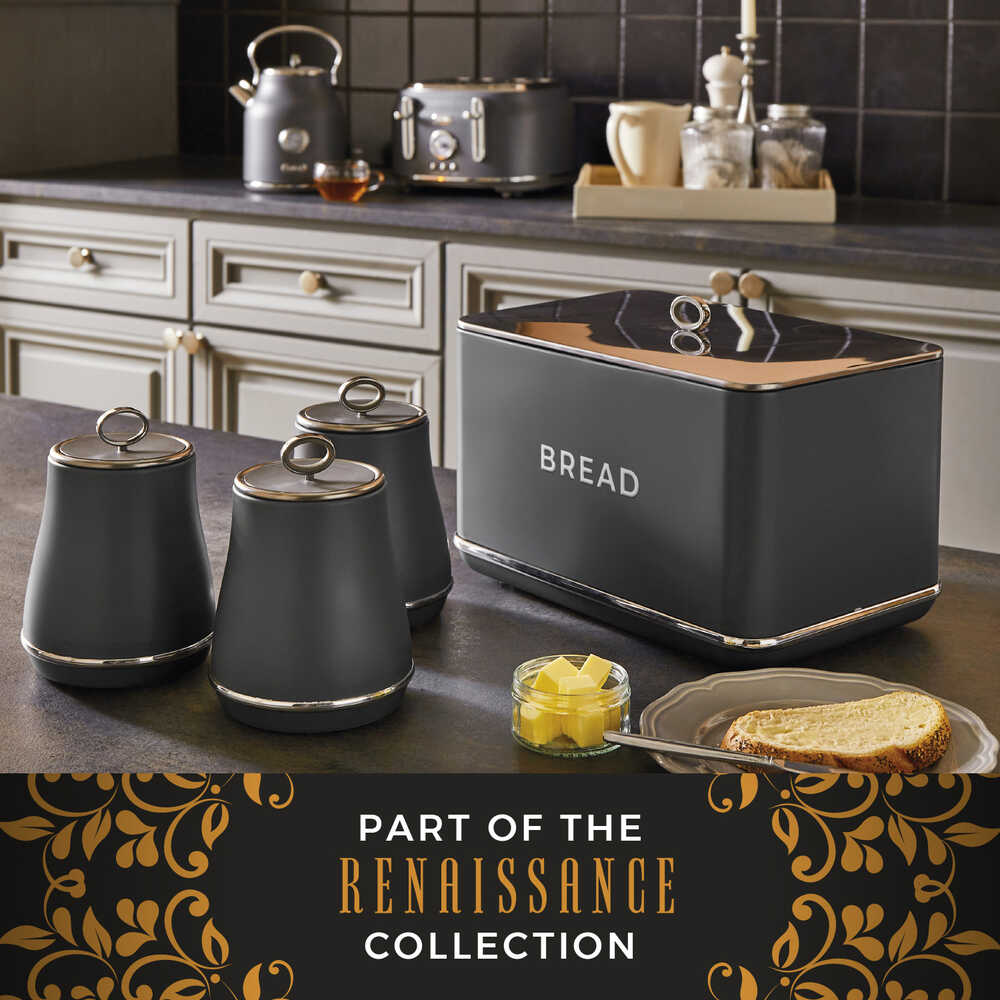 Tower Renaissance Retro Bread Bin - Grey
